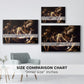 Size comparison chart for silver floater framed canvas featuring The Martyrdom of Saint Matthew, 1599-1600 by Caravaggio.
