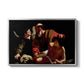 The Sacrifice of Isaac (Uffizi Version), c. 1603 by Caravaggio in a silver floater framed canvas wall art display.