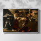 Front view of The Crowning with Thorns (Vienna Version), c. 1602-1604 by Caravaggio in a silver floater framed canvas.
