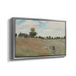 Angled view of The Poppy Field near Argenteuil, 1873 by Claude Monet in a silver floater framed canvas.