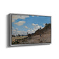 Angled view of The Beach at Honfleur, 1864 by Claude Monet in a silver floater framed canvas.