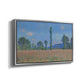 Angled view of Poppy Field (Giverny), 1890-1891 by Claude Monet in a silver floater framed canvas.