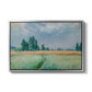 The Wheat Field (Champ de Blé), 1881 by Claude Monet in a silver floater framed canvas wall art display.