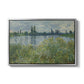 Banks of the Seine, Vétheuil, 1880 by Claude Monet in a silver floater framed canvas wall art display.