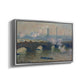 Angled view of Waterloo Bridge, Gray Day, 1903 by Claude Monet in a silver floater framed canvas.