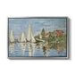Regatta at Argenteuil, 1872 by Claude Monet in a silver floater framed canvas wall art display.