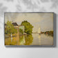 Front view of Houses on the Achterzaan, 1871 by Claude Monet in a silver floater framed canvas.