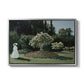 Woman in the Garden, Sainte-Adresse, 1867 by Claude Monet in a silver floater framed canvas wall art display.