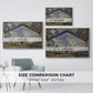 Size comparison chart for silver floater framed canvas featuring The Gare Saint-Lazare, 1877 by Claude Monet.