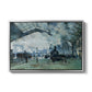 The Saint-Lazare Station, 1877 by Claude Monet in a silver floater framed canvas wall art display.