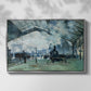Front view of The Saint-Lazare Station, 1877 by Claude Monet in a silver floater framed canvas.