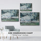 Size comparison chart for silver floater framed canvas featuring The Saint-Lazare Station, 1877 by Claude Monet.