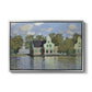 Houses on the Zaan River at Zaandam, 1871 by Claude Monet in a silver floater framed canvas wall art display.