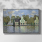 Front view of Houses on the Zaan River at Zaandam, 1871 by Claude Monet in a silver floater framed canvas.