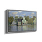 Angled view of Houses on the Zaan River at Zaandam, 1871 by Claude Monet in a silver floater framed canvas.