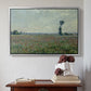 Silver floater framed canvas featuring Poppy Field, 1881 by Claude Monet above an entryway table in a minimalist foyer.