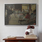 Silver floater framed canvas featuring The Dance Class, c. 1873 by Edgar Degas above an entryway table in a minimalist foyer.