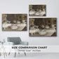 Size comparison chart for silver floater framed canvas featuring The Rehearsal of the Ballet Onstage, 1874 by Edgar Degas.