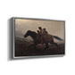 Angled view of A Ride for Liberty – The Fugitive Slaves, c. 1862 by Eastman Johnson in a silver floater framed canvas.