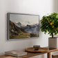 The Großglockner from the Prager Hut, 1890 by Edward Theodore Compton, presented in a silver floater framed canvas featuring a view of Großglockner peak from alpine hut overlooking valley, displayed above a hallway console table.