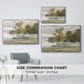 Size comparison chart for silver floater framed canvas featuring Landscape at Lake Starnberg, 1890 by Edward Theodore Compton.