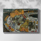Front view of Crescent of Houses II (Island Town), 1915 by Egon Schiele in a silver floater framed canvas.