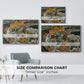 Size comparison chart for silver floater framed canvas featuring Crescent of Houses II (Island Town), 1915 by Egon Schiele.