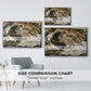 Size comparison chart for silver floater framed canvas featuring Death and the Maiden, 1915 by Egon Schiele.