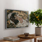 Death and the Maiden, 1915 by Egon Schiele, presented in a silver floater framed canvas featuring intertwined figures representing death and woman in emotional embrace, displayed above a hallway console table.