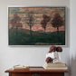 Silver floater framed canvas featuring Four Trees, 1917 by Egon Schiele above an entryway table in a minimalist foyer.