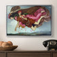 Night and Sleep, 1878 by Evelyn De Morgan in a silver floater framed canvas displayed above a console table in a hallway, featuring an allegorical painting of intertwined figures in celestial setting.