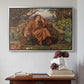 Silver floater framed canvas featuring A Soul in Hell, c. 1901-1902 by Evelyn De Morgan above an entryway table in a minimalist foyer.