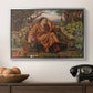 A Soul in Hell, c. 1901-1902 by Evelyn De Morgan in a silver floater framed canvas displayed above a console table in a hallway, featuring an emotional scene representing torment and spiritual struggle.