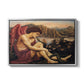 The Angel with the Serpent, c. 1870-1875 by Evelyn De Morgan in a silver floater framed canvas wall art display.