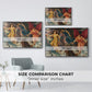 Size comparison chart for silver floater framed canvas featuring The Storm Spirits, 1900 by Evelyn De Morgan.