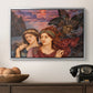 The Vision, 1914 by Evelyn De Morgan in a silver floater framed canvas displayed above a console table in a hallway, featuring an allegorical scene emphasizing emotion and color.