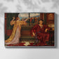 Front view of The Gilded Cage, c. 1901-1902 by Evelyn De Morgan in a silver floater framed canvas.