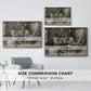 Size comparison chart for silver floater framed canvas featuring The Chess Players, 1858 by Ernest Meissonier.