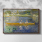 Front view of The Skiff (La Yole), 1875 by Pierre-Auguste Renoir in a walnut floater framed canvas.