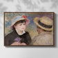 Front view of Boating Couple (Aline Charigot and Renoir), c. 1881 by Pierre-Auguste Renoir in a walnut floater framed canvas.