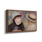 Angled view of Boating Couple (Aline Charigot and Renoir), c. 1881 by Pierre-Auguste Renoir in a walnut floater framed canvas.
