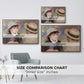 Size comparison chart for walnut floater framed canvas featuring Boating Couple (Aline Charigot and Renoir), c. 1881 by Pierre-Auguste Renoir.