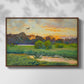 Front view of Flying Duck at Sunset, 1924 by Bruno Liljefors in a walnut floater framed canvas.