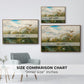 Size comparison chart for walnut floater framed canvas featuring Wild Ducks (Grasänder), 1890 by Bruno Liljefors.