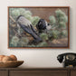 Hooded Crows (Kråkor), 1891 by Bruno Liljefors in a walnut floater framed canvas displayed above a console table in a hallway, featuring a wildlife painting of dark birds against muted landscape.