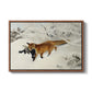 Fox in Snow Landscape, 1900 by Bruno Liljefors in a walnut floater framed canvas wall art display.