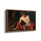 Angled view of Saint John the Baptist in the Wilderness, c. 1603-1604 by Caravaggio in a walnut floater framed canvas.