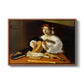 The Lute Player (Wildenstein Version), c. 1596 by Caravaggio in a walnut floater framed canvas wall art display.