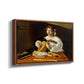 Angled view of The Lute Player (Wildenstein Version), c. 1596 by Caravaggio in a walnut floater framed canvas.