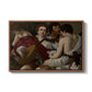The Musicians, c. 1595 by Caravaggio in a walnut floater framed canvas wall art display.